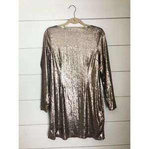 NWT Kardashian Kollection Gold Sequin Shift Dress